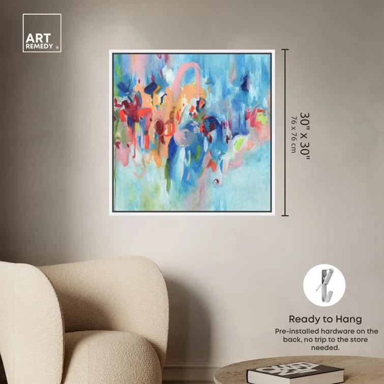 Art Remedy New Sky Framed Blue Abstract 1 Piece Canvas Wall Art 57079 | Wayfair