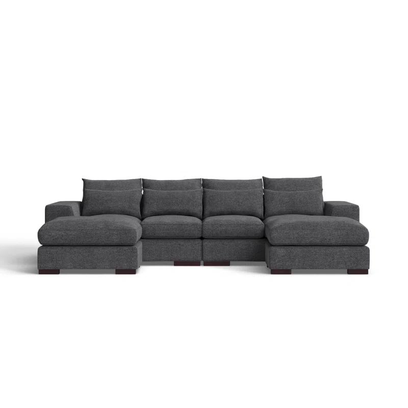 Biaggio Linen Blend Sectional with 2 Ottomans,Sectional Couch
