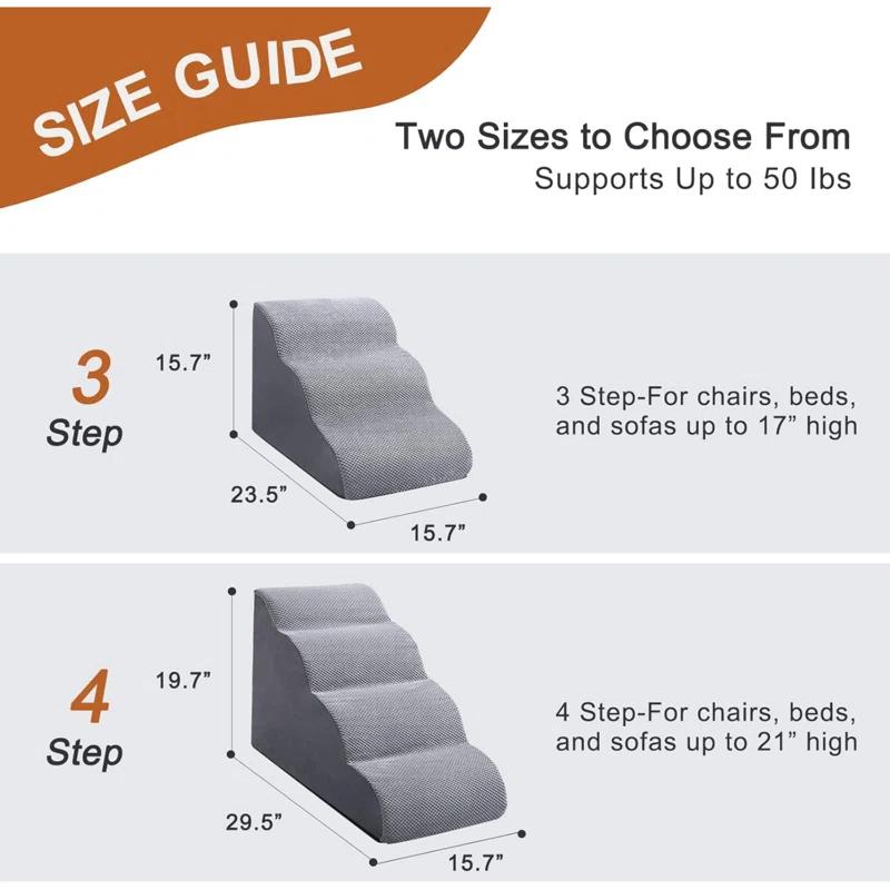 Tucker Murphy Pet™ Dog Stairs Ramps To High Beds And Couch Up To 24'', Dog Step For Small Large Dog With High-Density Foam, 4-Step Pet Stairs With Non-Slip Bottom For Puppy And Cat, Gifts Lint Roller For Dogs