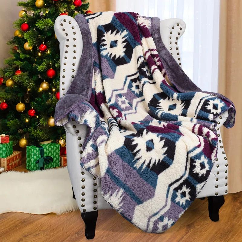 Catalonia Southwest Throw Blanket, Aztec Blanket for Couch or Room Decor, Reversible Comfy Fluffy Blanket, Gift Blanket, 50 x 60 inches
