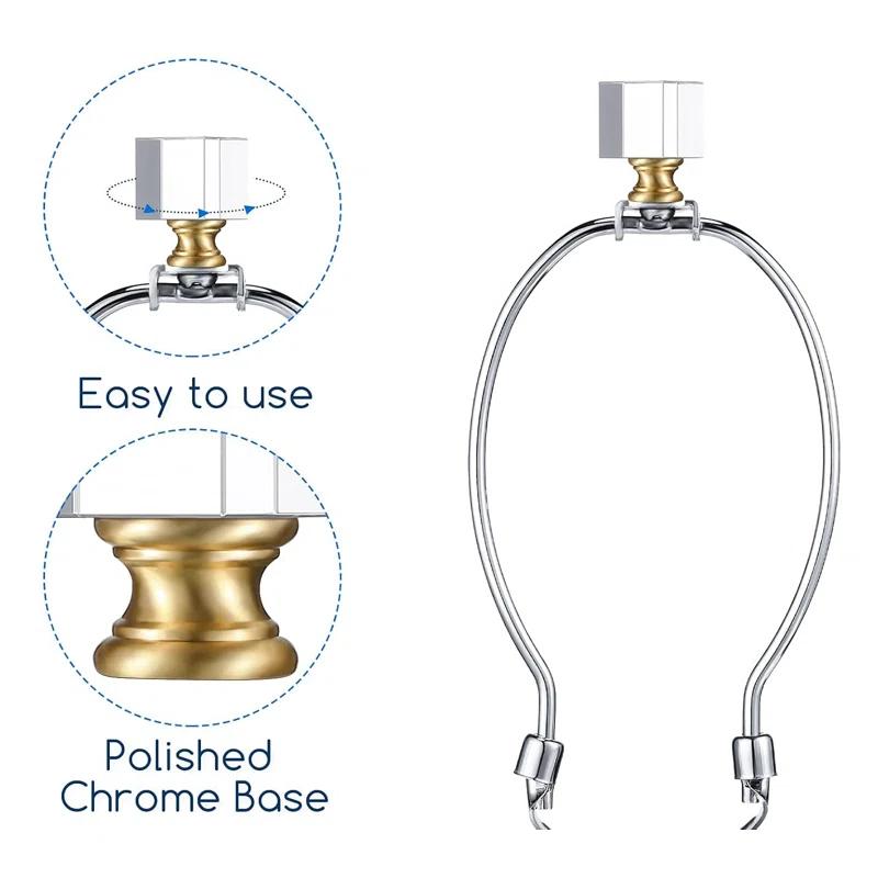 House of Hampton® 2 Pieces Cube Crystal Lamp Finial Clear Square Lamp Finial Cap with Chromed Base