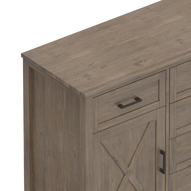 Simpli Home Ela 54"W Solid Wood Sideboard Buffet with 6 Drawers and 2 Storage Cabinets