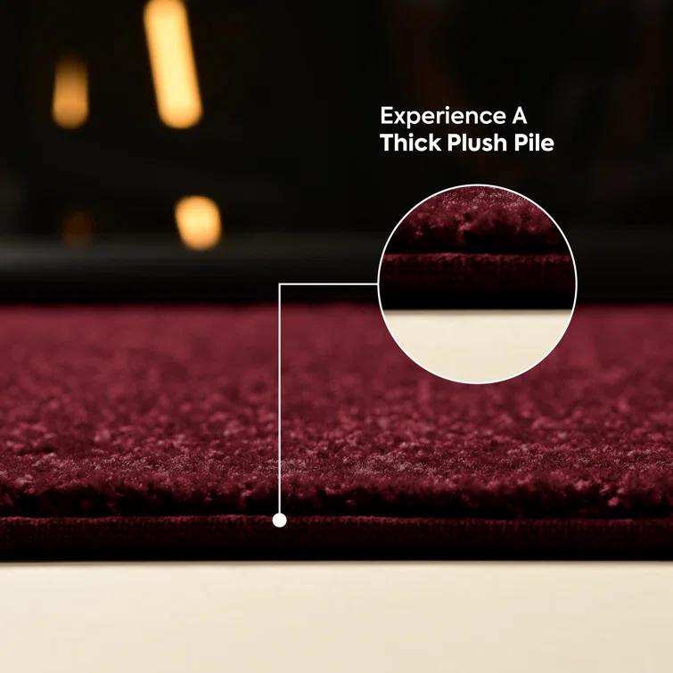Latitude Run® Furnish My Place Modern Plush Pet and Kids Friendly Solid Color Burgundy Area Rugs, Stain & Fade Resistance, Made in USA, Perfect for Living Room, Dining Room, Bedroom, Playroom and Kidsroom, Event, Wedding Rug