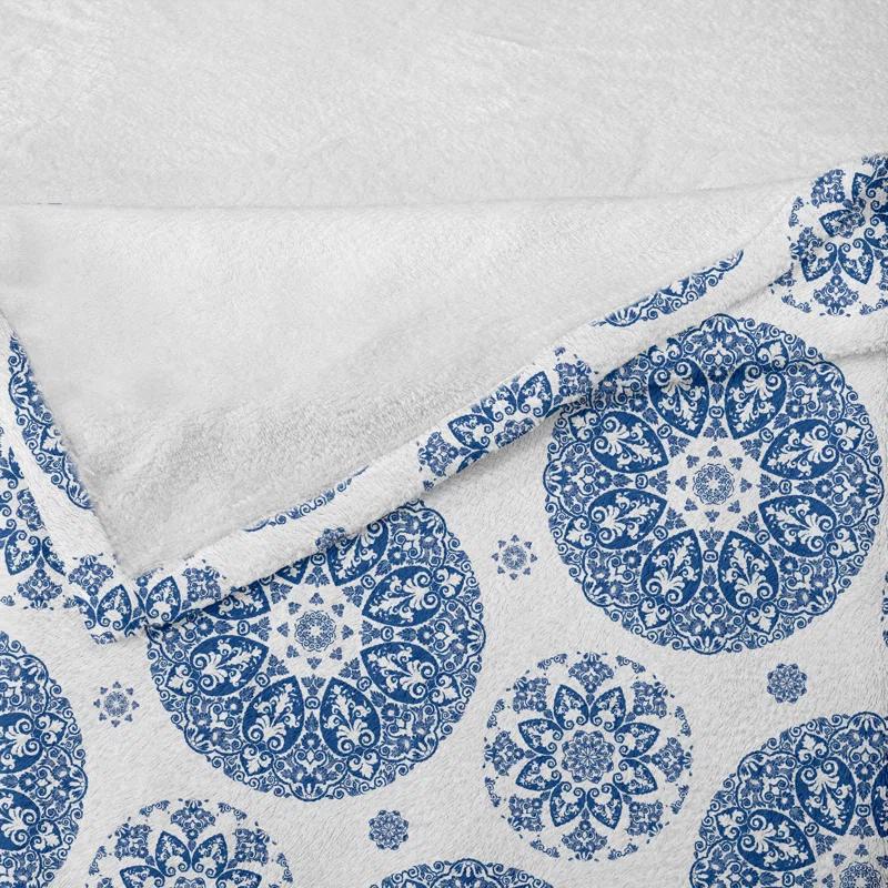 Ambesonne Paisley Fleece Throw Blanket Vintage French Blue 50"x60" Blue White