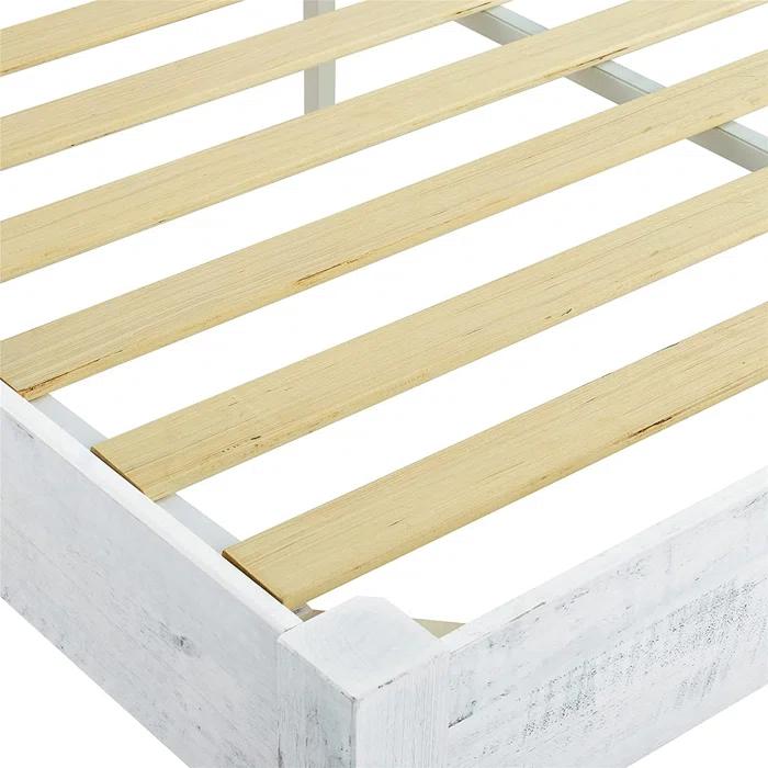 MUSEHOMEINC BF1002WQ 12 Inch Tall Easy Assembly Solid Pine Wood Rustic Platform Bed Frame with Wooden Slat Support, Whitewashed, Queen