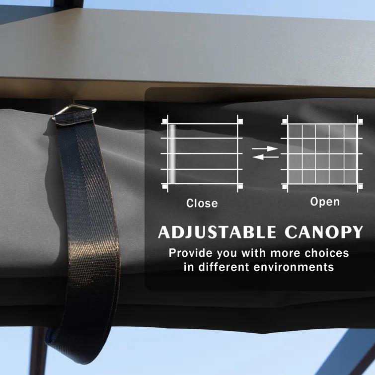 Kozyard Atlantics Outdoor Retractable Pergola with Sun Shade Canopy 10' x 13'