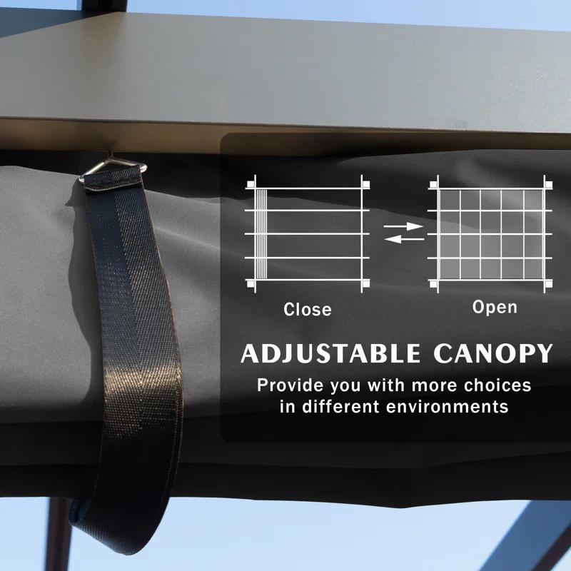 Kozyard Atlantics Outdoor Retractable Pergola with Sun Shade Canopy 10' x 13'