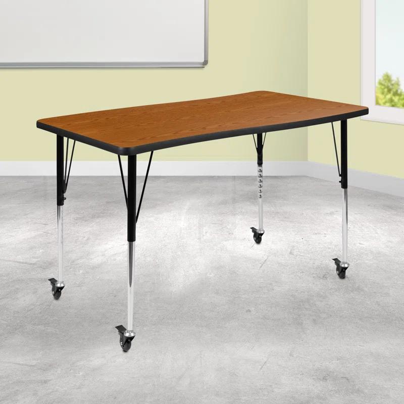 Flash Furniture Goddard 28"W x 47.5"L Rectangular Wave Collaborative Grey Adjustable Height Activity Table
