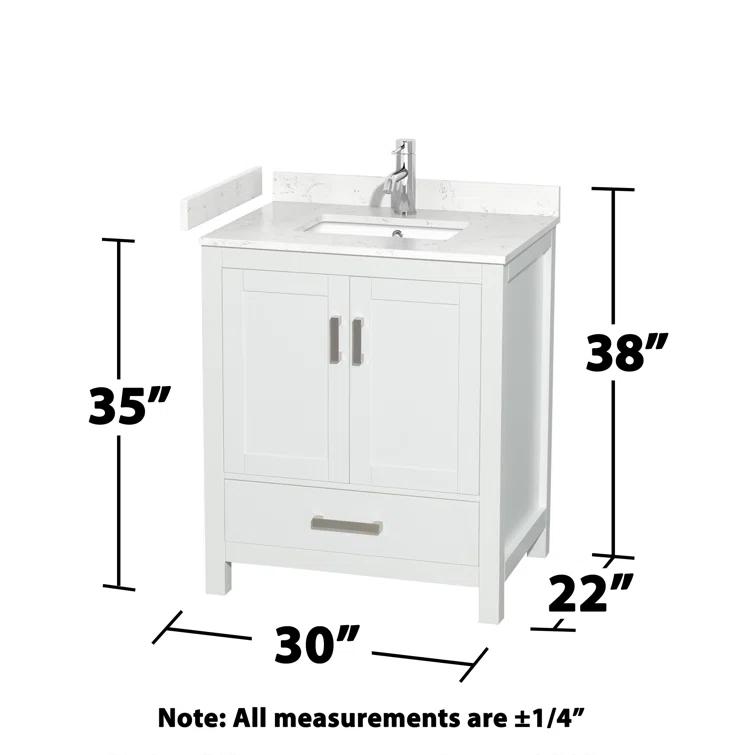 Wyndham Collection Sheffield 30" Freestanding Single Bathroom Vanity with Cultured Marble Top