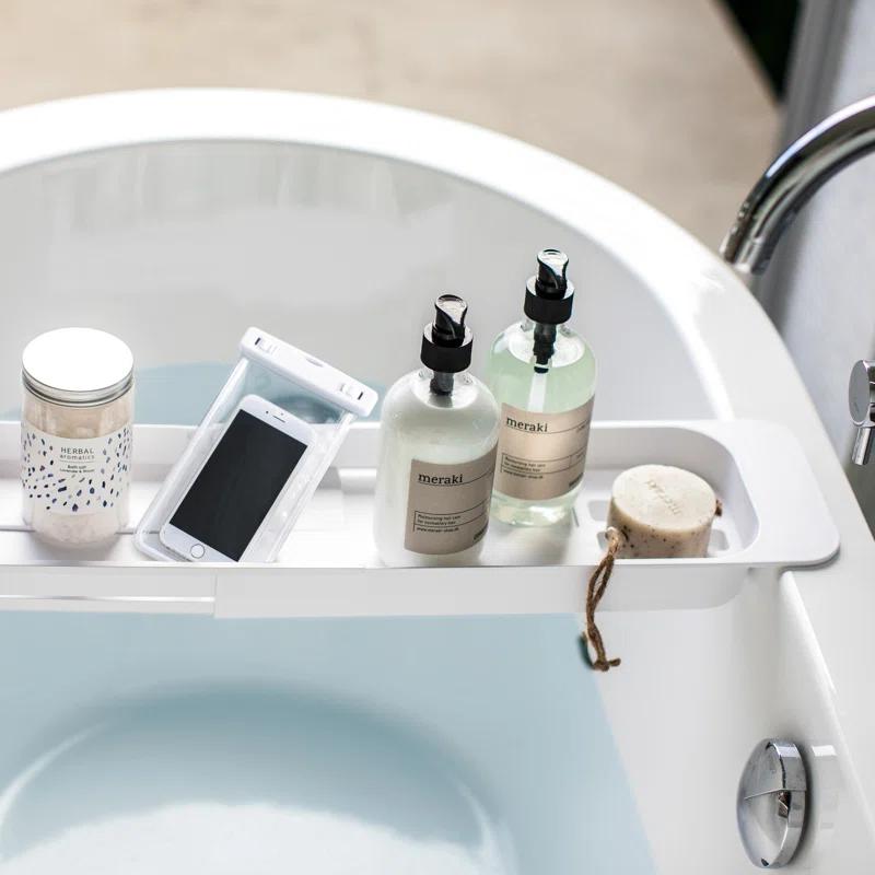 Yamazaki Home Tower Yamazaki Home Expandable Bathtub Caddy - Bathroom Tray Table Holder, 1.77" Height