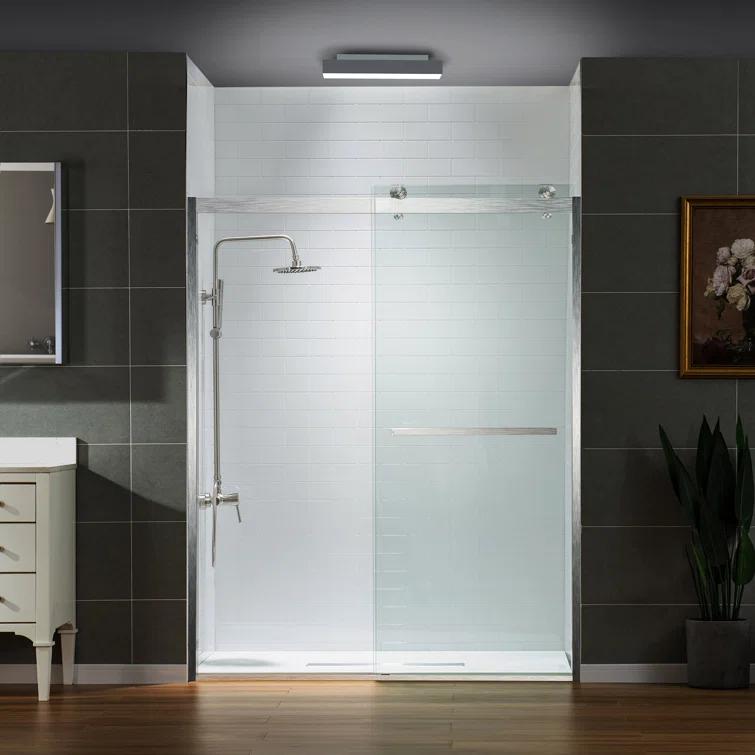 WoodBridge 56-60x76" Double Sliding Shower Door with 3/8" Thickened Upgrade Tempered Glass | Stainless Steel Hardware | Safe, Explosion-Resistant, Clear & Stylish, Sturdy & Durable  SDD6076-B