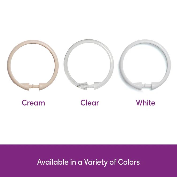 Kenney Wayfair Basics Smooth Shower Rings Round Plastic Shower Curtain Rings (Set of 12)