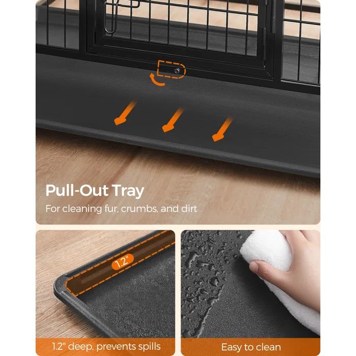 FEANDREA Heavy-Duty Dog Crate with Removable Tray