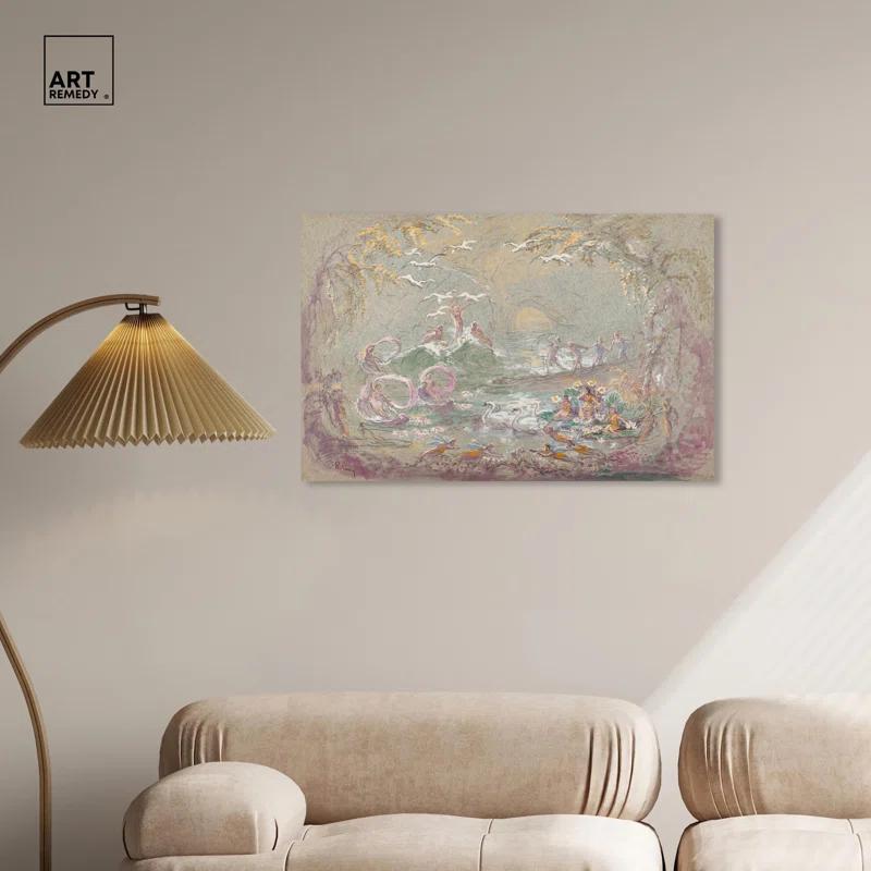 Art Remedy Lake Scene with Fairies Canvas Classic Landscape Art by Art Remedy