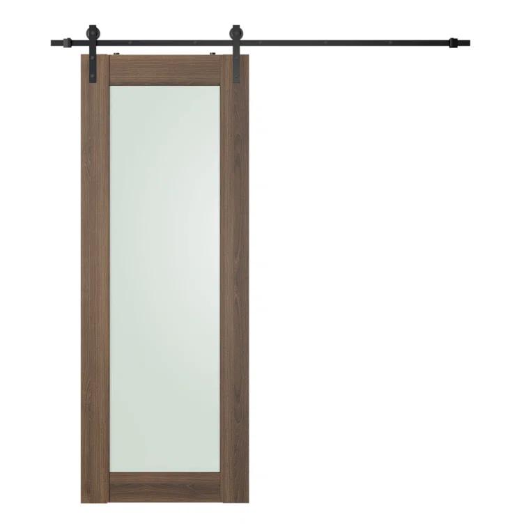 Belldinni Avon 207 Solid Manufactured Wood and Glass Paneled Prefinished Barn Door with Installation Hardware Kit