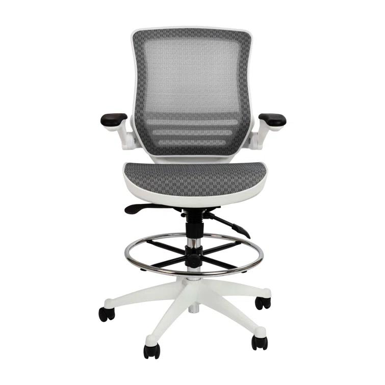 Flash Furniture Mignone Mid-Back Transparent Mesh Office Chair with Flip-Up Arms