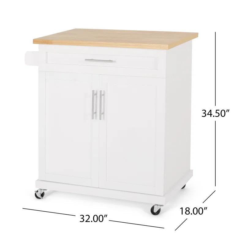 Red Barrel Studio® Modern Functional Kitchen Cart with Manufactured Wood Top,Storage Cart with Drawer
