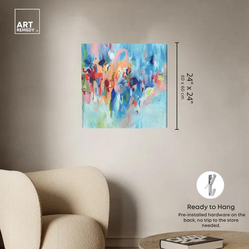 Art Remedy Art Remedy New Sky Framed Blue Abstract 1 Piece Canvas Wall Art 57079
