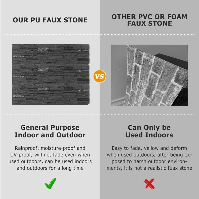 HOMEIBRO Faux Stone Wall Covering Panels for Interior and Exterior Decor Panels in Roman Stone (1 pack)