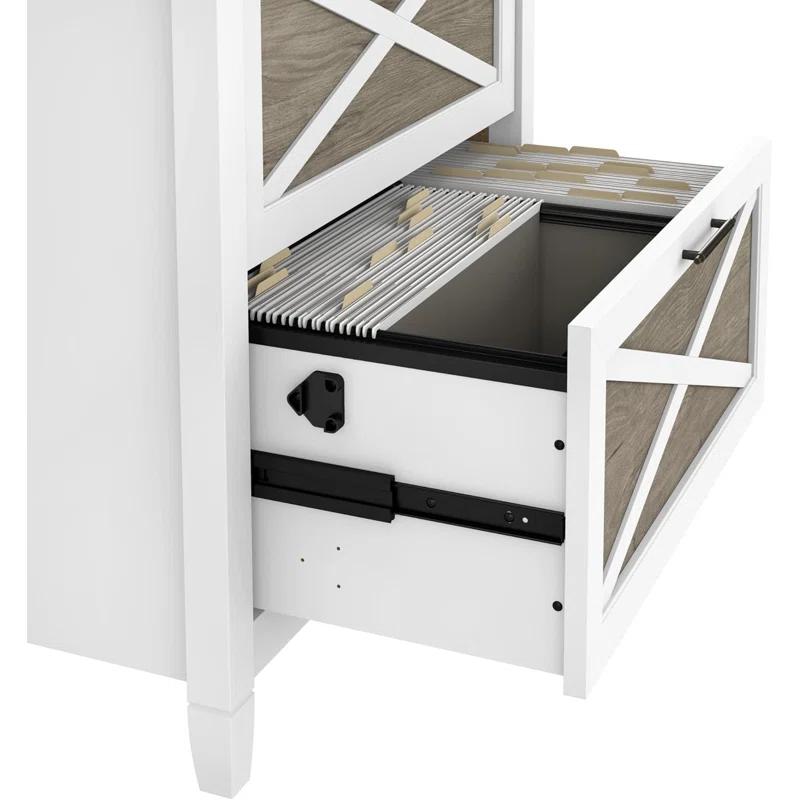 Gracie Oaks Lateral File Cabinet, Modern Farmhouse 2 Drawer File Cabinet For Home Office