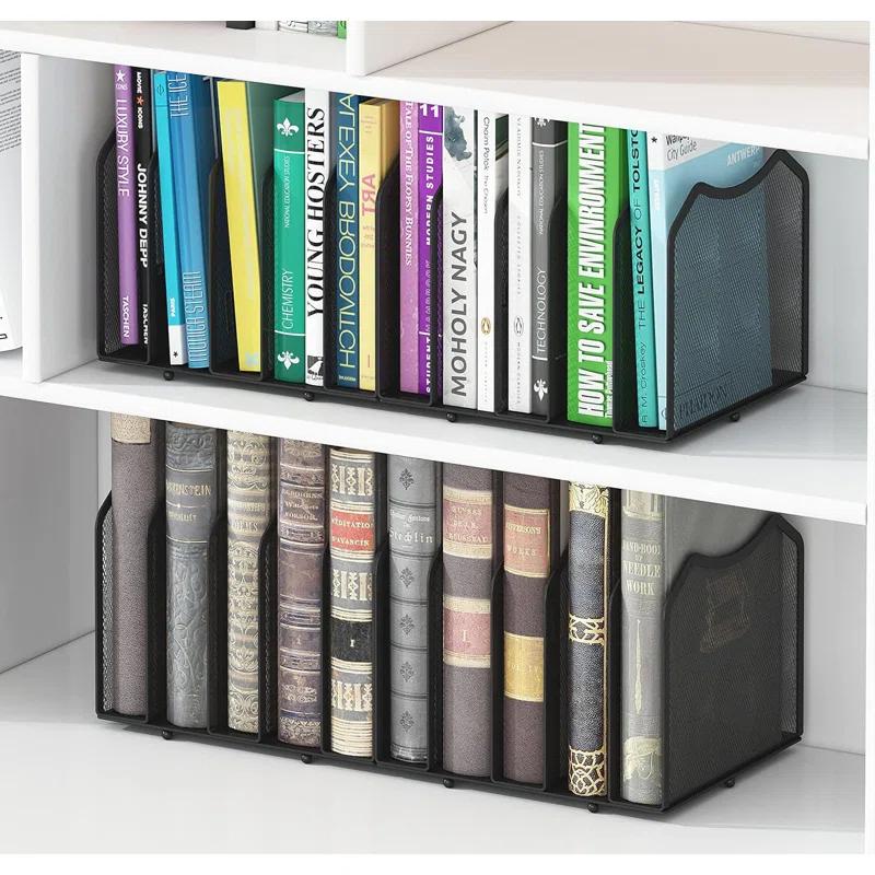 Latitude Run® Black 2 Pack - 5-Section Mesh Desktop File Sorters for Home & Office