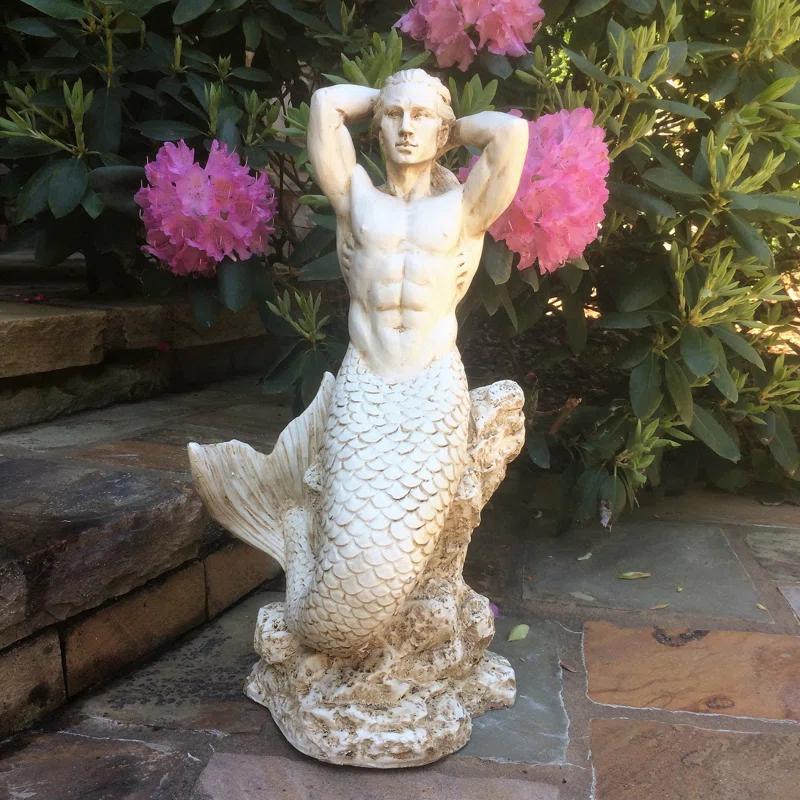 HomeStyles Life's a Beach Sexy Merman Mermaid on Coastal Rock Statue
