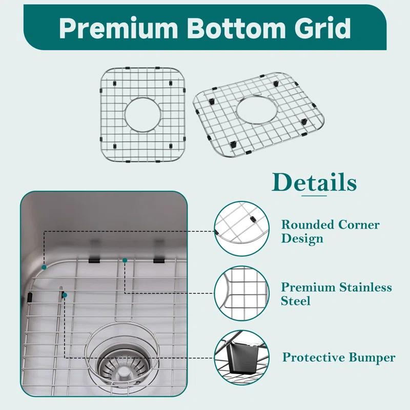 KDK HOME KH-3322T+Grid KDK HOME 33" x 22" Drop In Kitchen Sink 50/50 Double Bowl Sink with Bottom Grid & Basket Strainer
