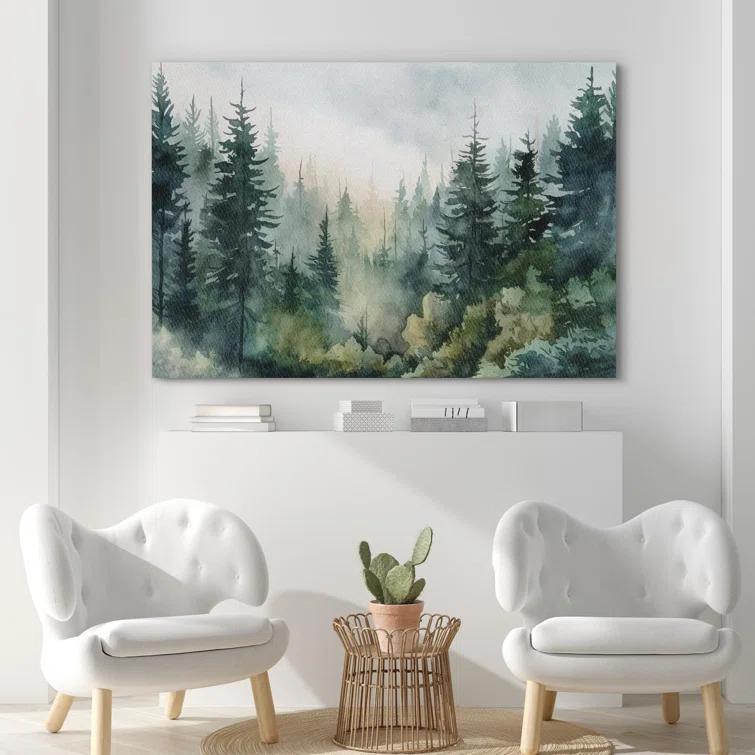 IDEA4WALL Woodland Forest Landscape " Green Pine Tree Forest "