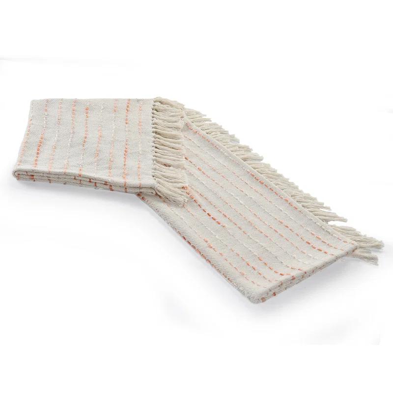 Deep Ombre Striped Handmade Woven Throw Blanket with Fringe