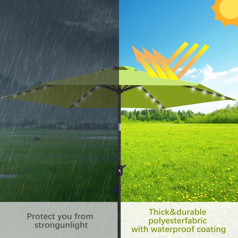 KUTIME Fruiteam 90'' Lighted Tilt Market Umbrella