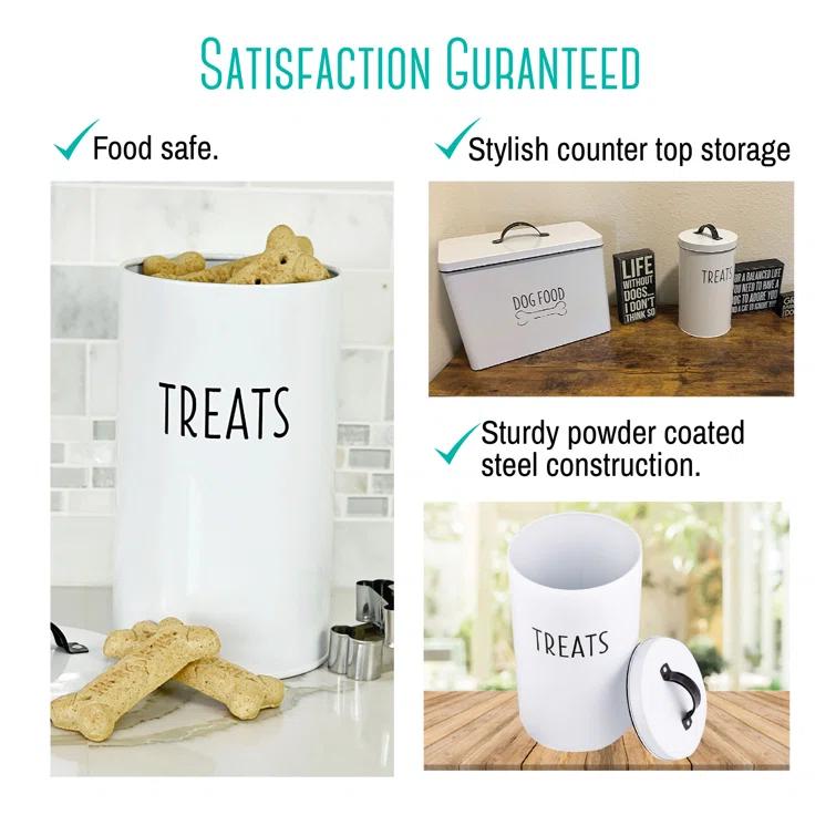 Outshine Co Outshine White Farmhouse Dog Food Bin Storage Container Cute Pet Food And Treat Canister With Lid & Reviews | Wayfair