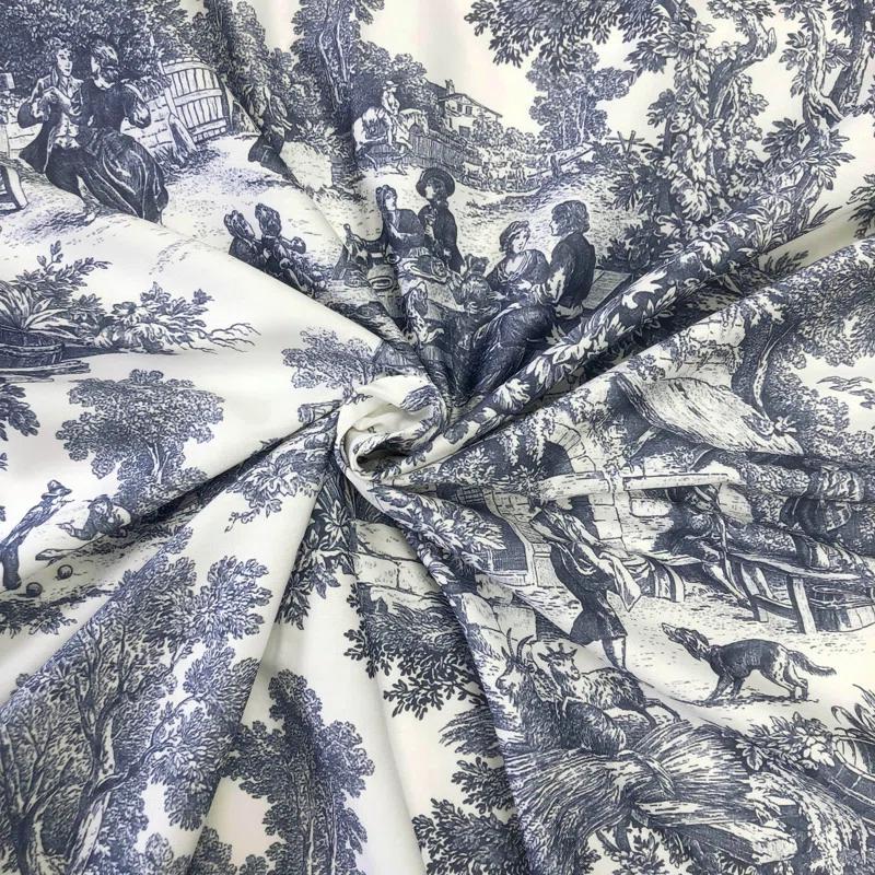 Au Village Toile Denim Cotton Comforter Set 8 Piece