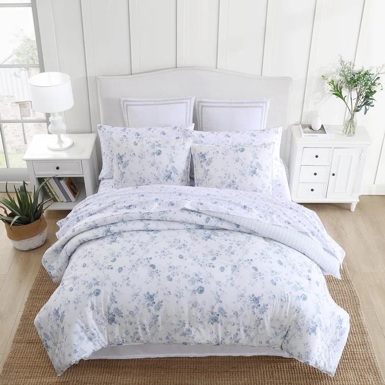 Laura Ashley Evie Laura Ashley Blue Cotton Comforter Reversible Set