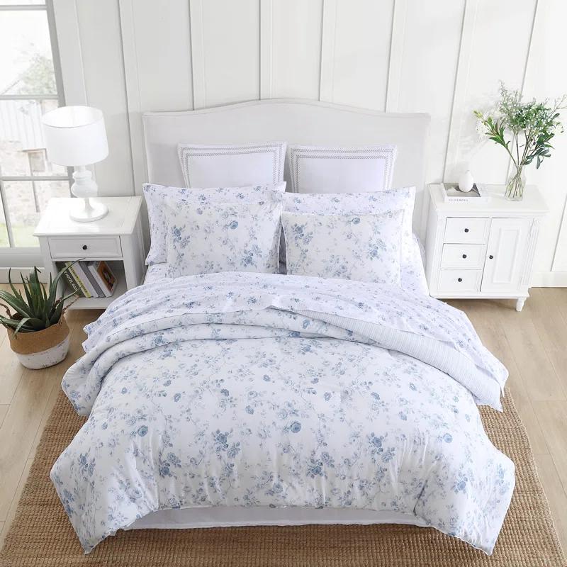 Laura Ashley Evie Laura Ashley Blue Cotton Comforter Reversible Set