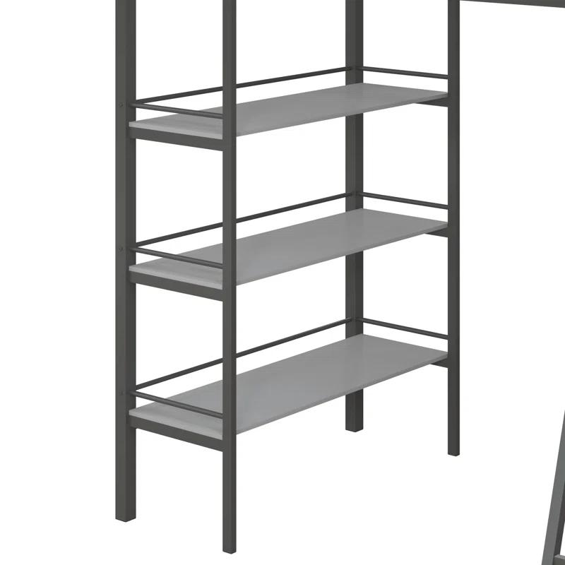 Max & Finn Nova Twin Metal Platform Loft Bed with Built-in-Desk