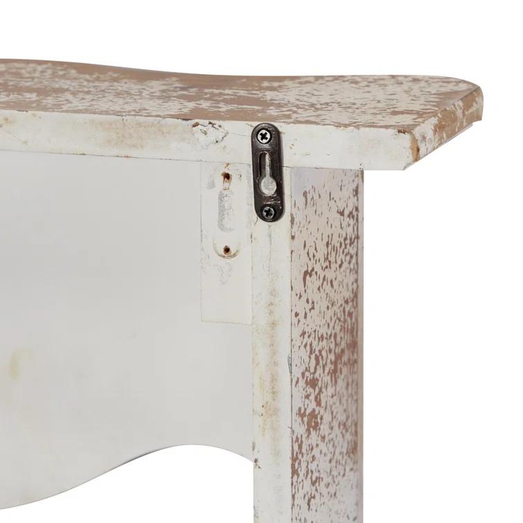 Kelly Clarkson Home Elicia White Wood Scroll Distressed 1 Shelf Room Wall Shelf