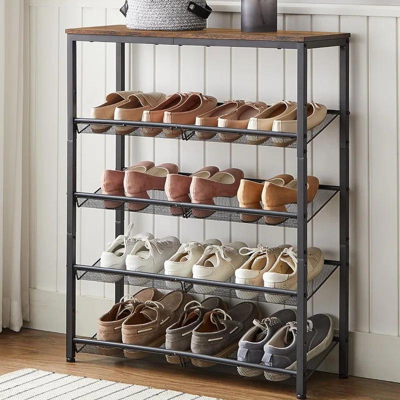 17 Stories Shoe Rack for Entryway, 5 Tier Shoe Storage Shelves, 16-20 Pairs Shoe Organizer, with Steel Frame