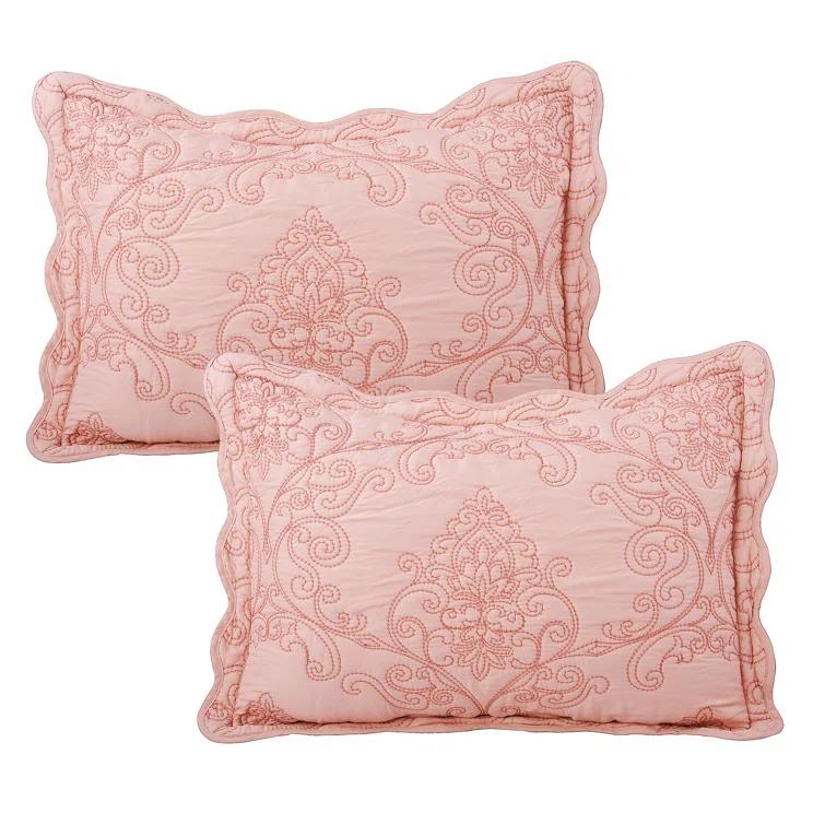 Home Soft Things 4 Piece Damask Embroidery Bedspread Set