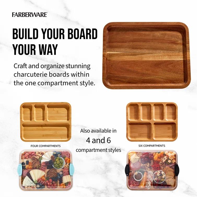 Farberware Farberware Build-A-Board 11 x 14 in. Bamboo Charcuterie Board With Locking Lid
