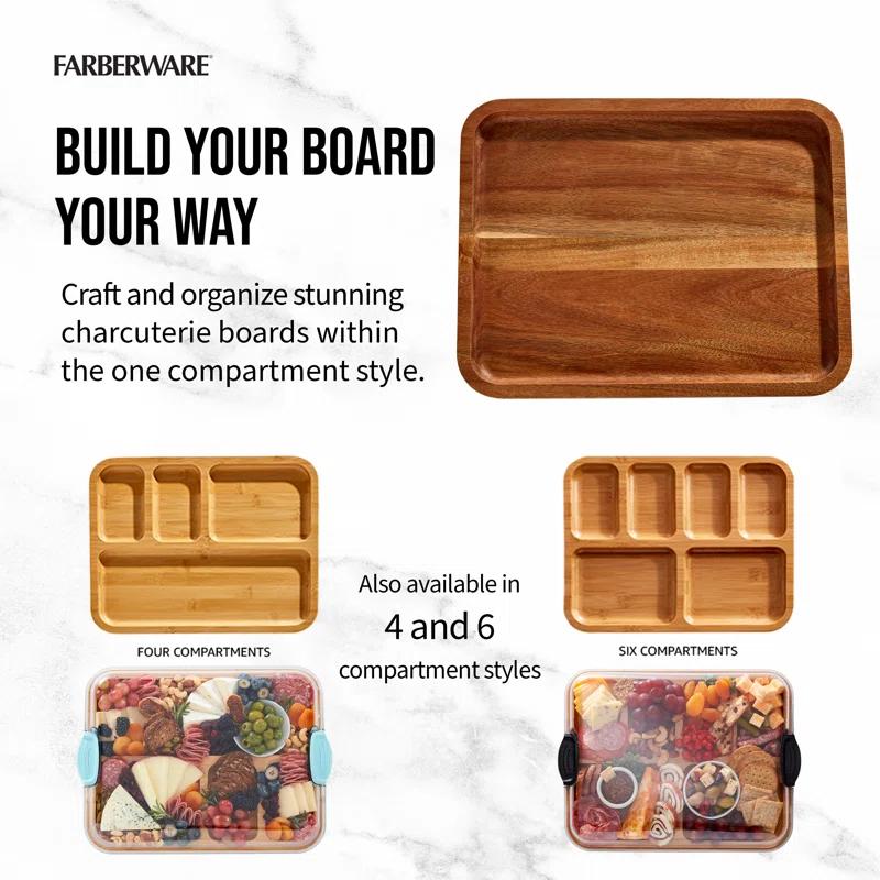 Farberware Farberware Build-A-Board 11 x 14 in. Bamboo Charcuterie Board With Locking Lid