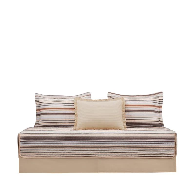 Chezmoi Collection Cotton Quilted Striped Quilt Set