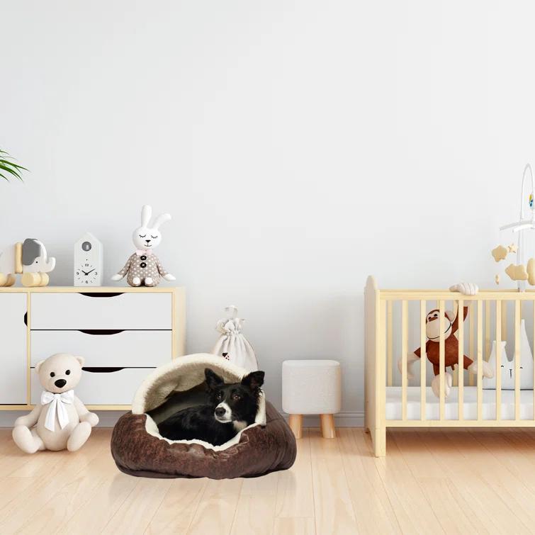 Tucker Murphy Pet™ Iowa Vegan Leather Deep Dish Cave Pet Hooded Dog Bed