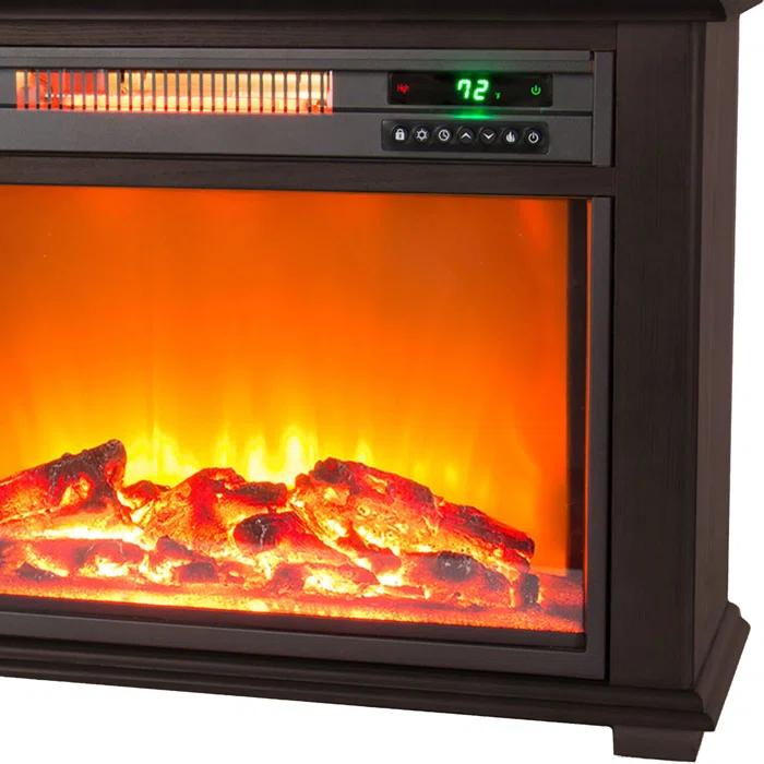 Lifesmart LifeSmart Portable Dark Walnut 3 Quartz Infrared Fireplace Heater with Remote Control and Timer