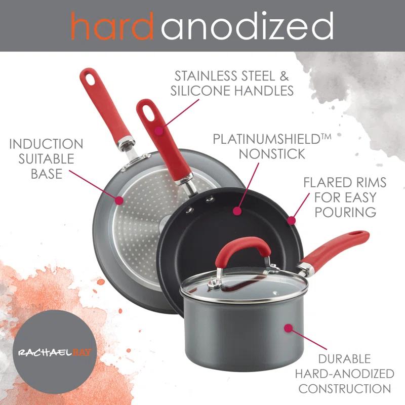 Rachael Ray Rachael Ray Create Delicious Hard Anodized Aluminum Nonstick Deep Frying Pan, 10.25-Inch
