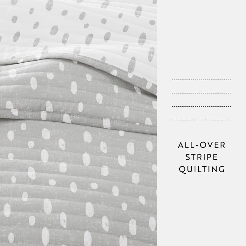 Becky Cameron Becky Cameron Gray Polka Dots Pattern Reversible Quilt Set