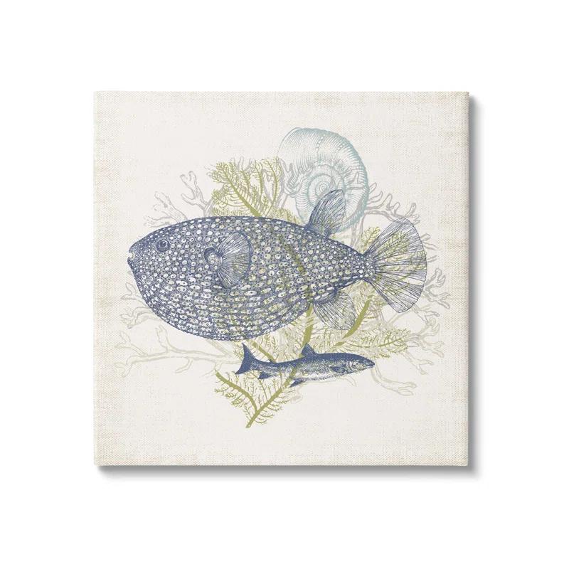 Stupell Industries " Aquatic Sea Life Rustic Seashell Layered Fish " by Victoria Barnes