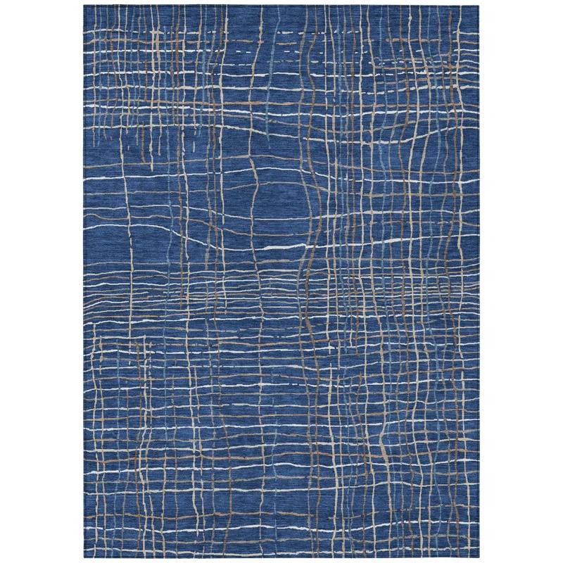 Machine Washable Indoor/Outdoor Chayden ACN998 Navy 3' x 5' Rug