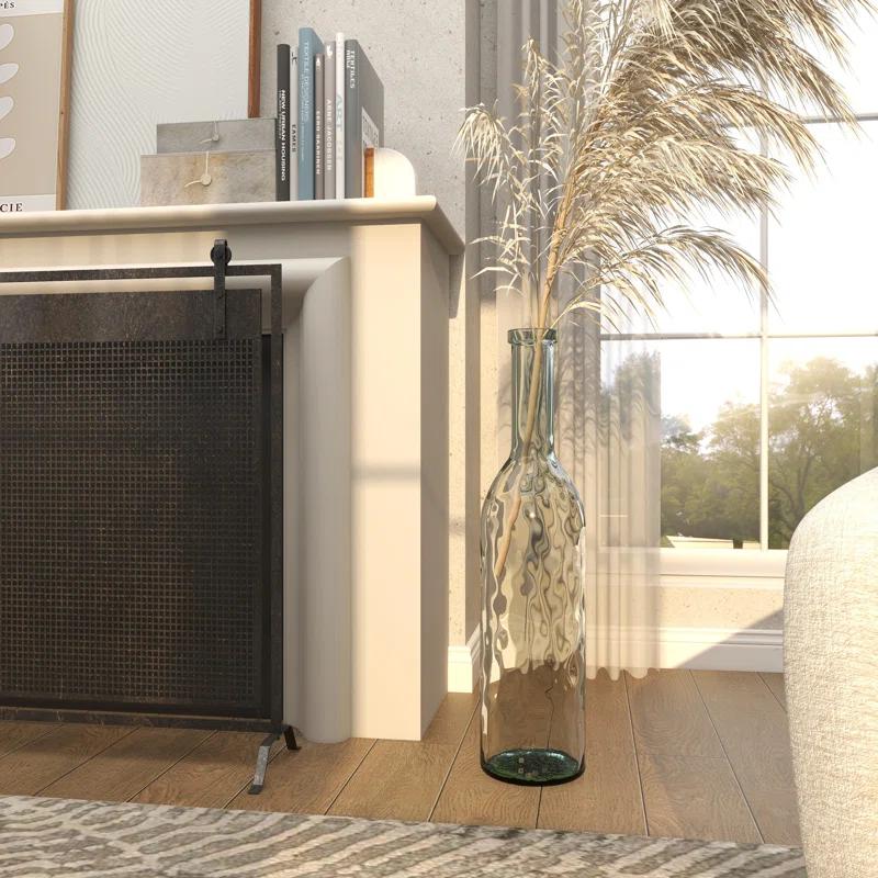 Highland Dunes Recycled Glass Handmade Spanish Decorative Blue Vase