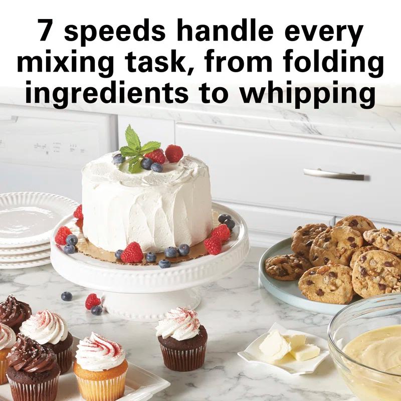 Hamilton Beach® 7-Speed 4-Quart Electric Stand Mixer with Splash Guard, Dough Hook, Flat Beater, and Whisk Attachments