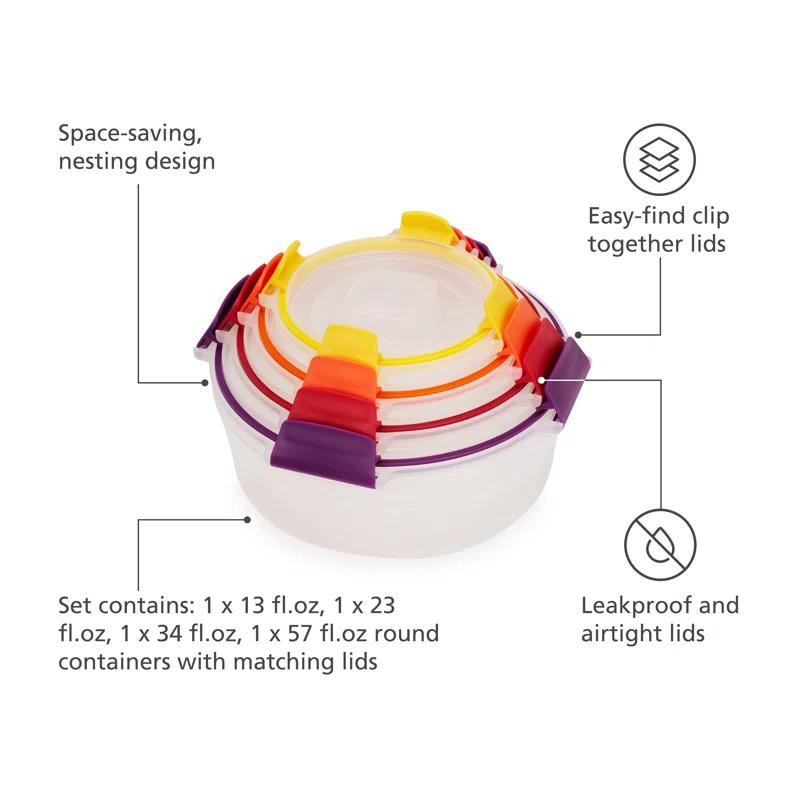 Joseph Joseph Joseph Joseph Nest Lock 8-Piece Round Food Storage Container Set, BPA Free